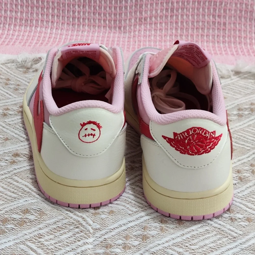 Travis Scott Pink and White Women's Low-Top Sneakers - Picture 4 of 7
